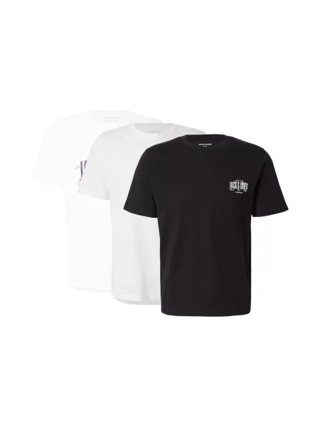 JACK & JONES Tricou JJAERO gri deschis / negru alb