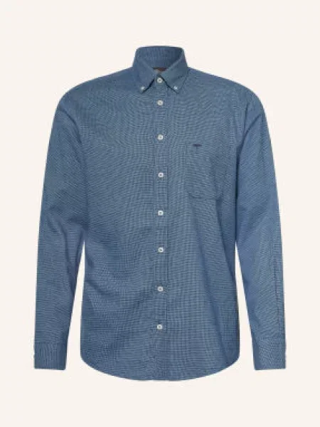 Fynch-Hatton Koszula Flanelowa O Kroju Regular Fit blau granatowa