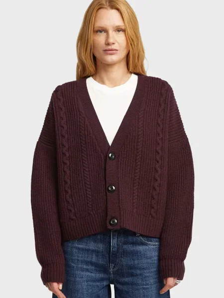 Вовняний кардиган G-star Raw бордовий