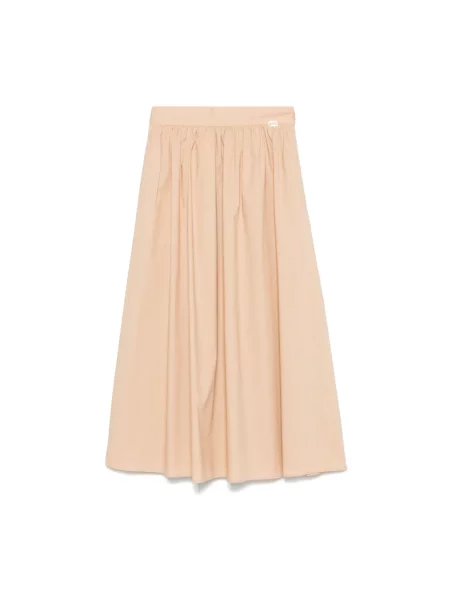 Spódnica plisowana z czystej bawełny z szerokim pasem Liu Jo beżowa