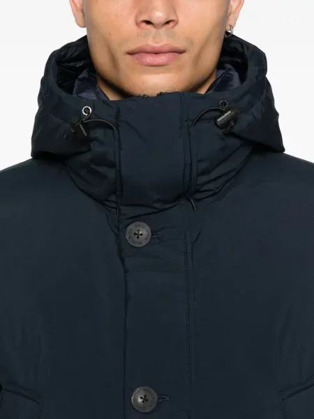 Geacă Woolrich cu glugă albastru