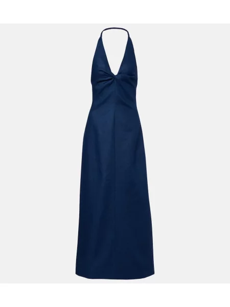Rochie maxi Sir de in cu gât halter de costum albastru
