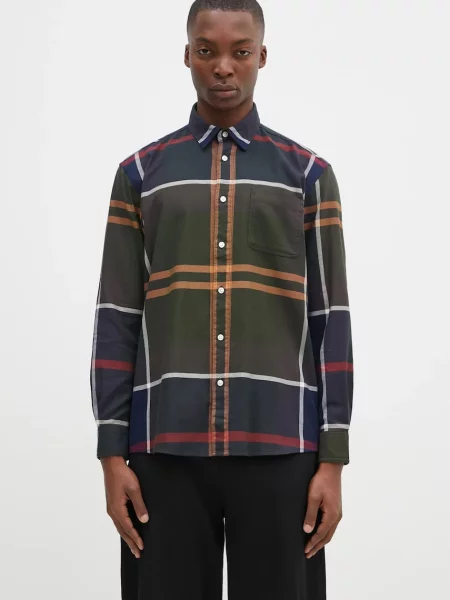 Košile Barbour Renford OS Tartan Shirt regular s klasickým límcem zelená