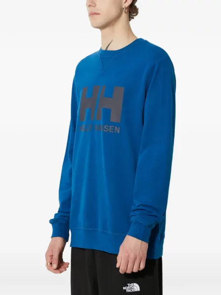 Kerek nyakú pulcsi Helly Hansen autogrammal kék