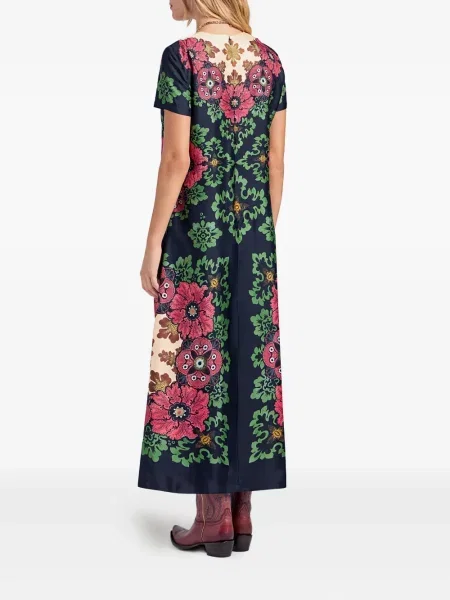 Rochie midi La Doublej cu model floral cu imagine până la genunchi roșu
