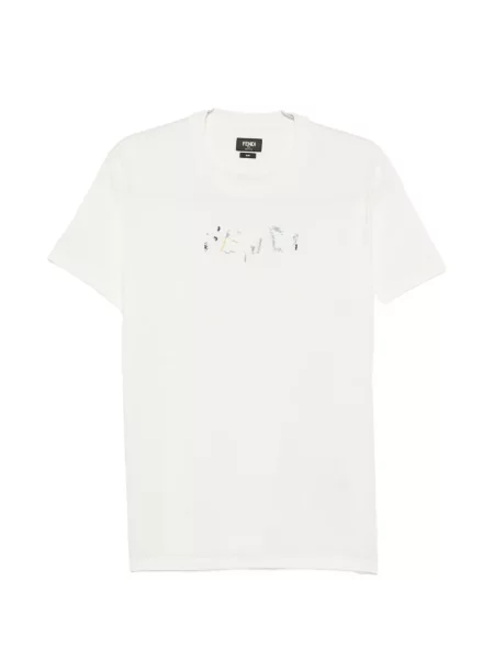 Tricou Fendi cu broderie alb