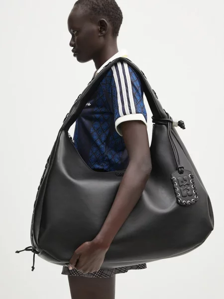 Torebka hobo Ganni skórzana czarna