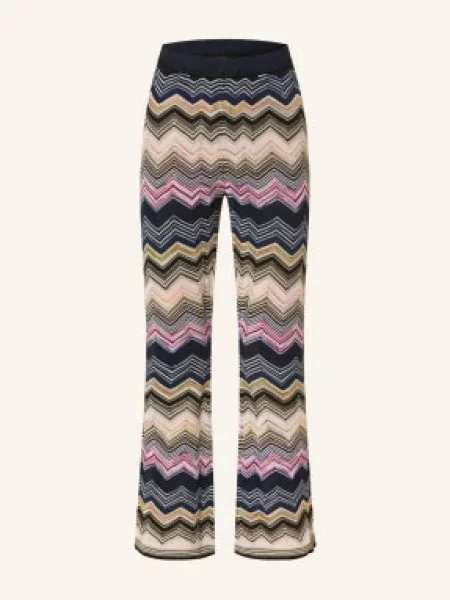 Oui Pletené Kalhoty S Třpytivou Přízí tmavě / růžová modrá