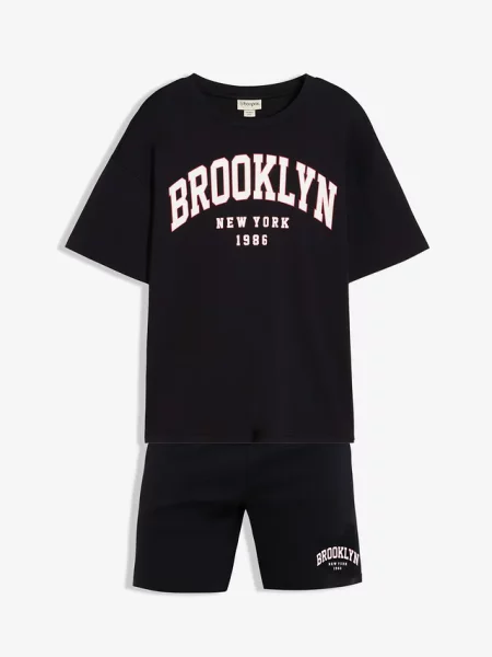T-shirt i spodenki z wytrzymałej bawełny organicznej zestaw czarna