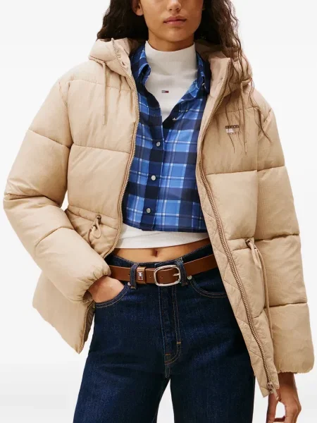 Дънково яке Tommy Jeans с качулка с връзки