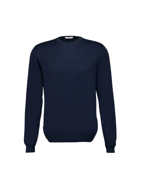 Sweter Boglioli z okrągłym dekoltem niebieski