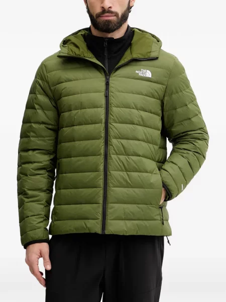 Geacă cu puf The North Face cu glugă clasică verde