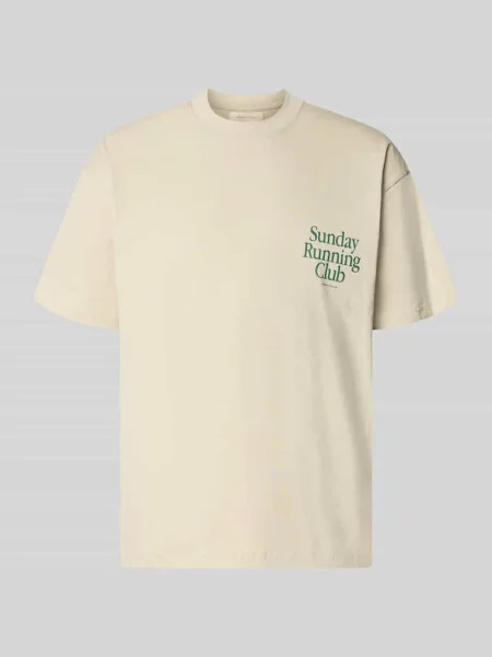 T-shirt z nadrukiem i okrągłym dekoltem Another Cotton Lab beżowa