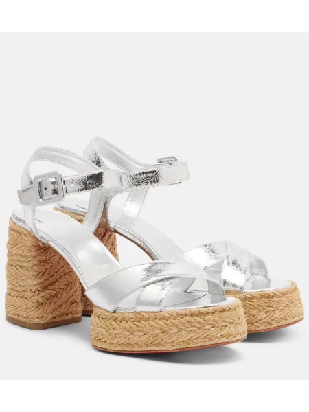 Sandale Christian Louboutin din piele argintiu