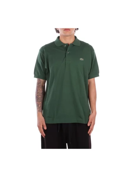 Lniana koszulka polo Lacoste z logo w miejskim stylu zielona