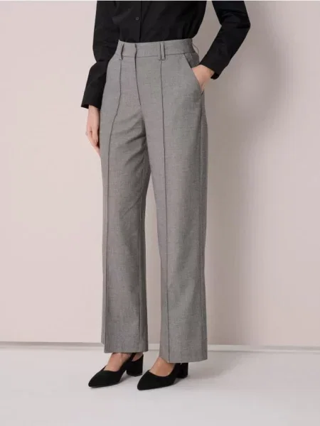 Штани wide-leg з швами та віскозою темно-сірий сірі