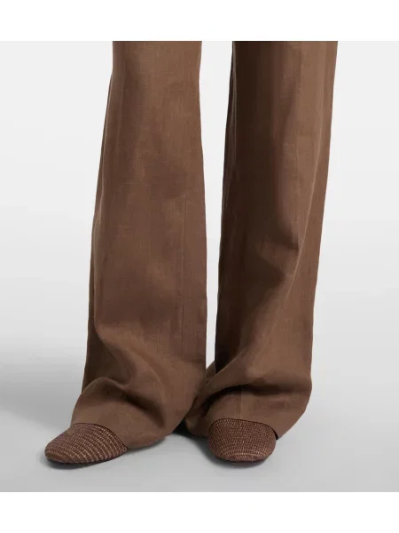 Lanene hlače Ralph Lauren Collection rjava