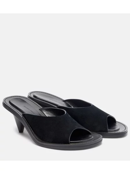 Papuci tip mules Phoebe Philo din piele de căprioară negru