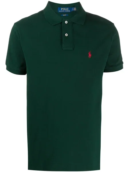 Тениска с яка Polo Ralph Lauren с изчистен дизайн зелено