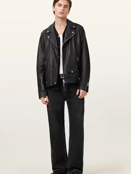 Кожаная куртка Allsaints черная