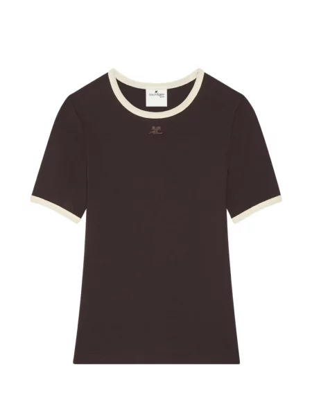 Tricou Courreges cu broderie maro