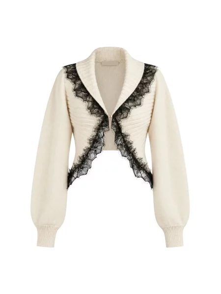 Sweter Twinset wełniany beżowy