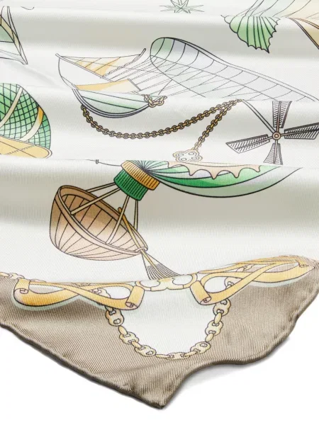 Fular Tory Burch de mătase alb