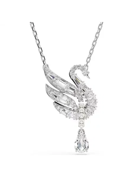 Swarovski Verižica Swan srebrna / transparentna
