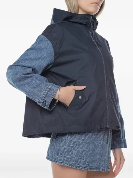 Geacă de blugi Armani Exchange cu glugă albastru
