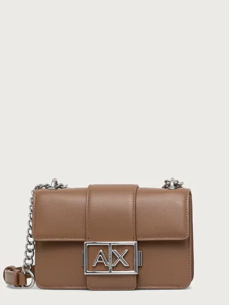 Armani Exchange geantă poștaș pentru femei cu imitație de piele bej