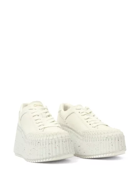 Sneakerși Chloé Nama cu platformă alb