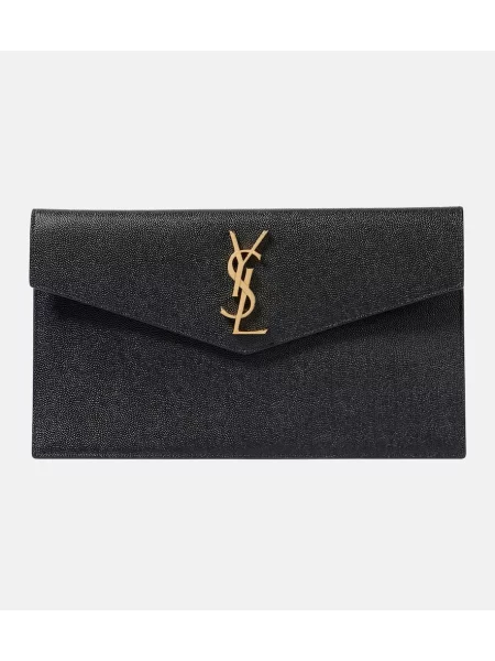 Usnjena pisemska torbica Saint Laurent črna