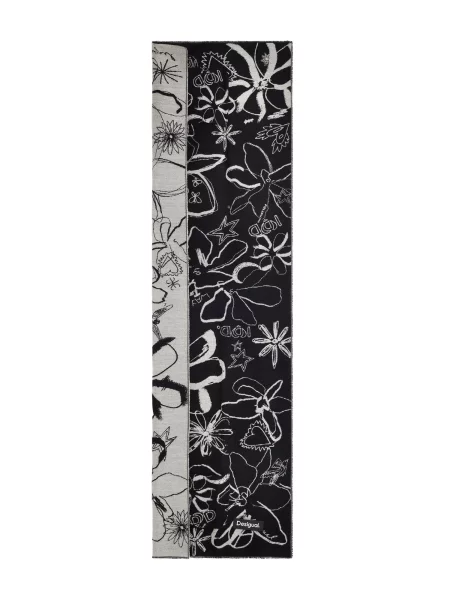 Desigual Fular gri deschis negru