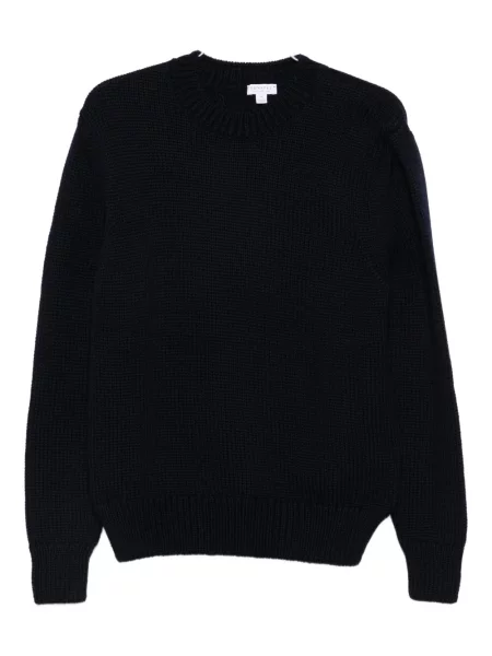 Pulover Sunspel cu decolteu rotund albastru