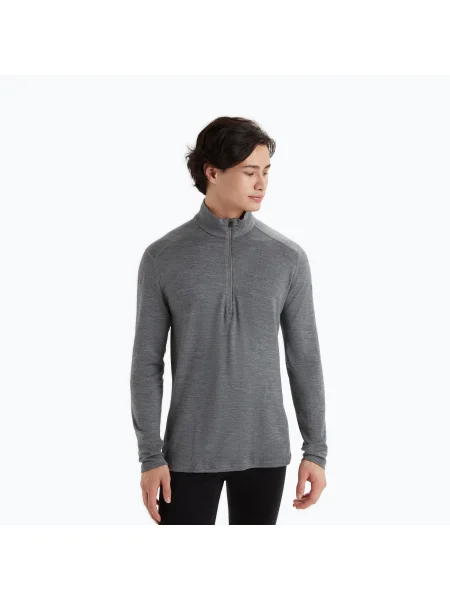 Мъжки термоактивен суитшърт Icebreaker Tech LS Half Zip gritstone heather сиво