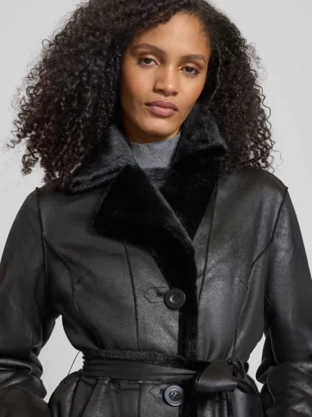 Płaszcz dwustronny z kołnierzem z połami Petite M. czarny