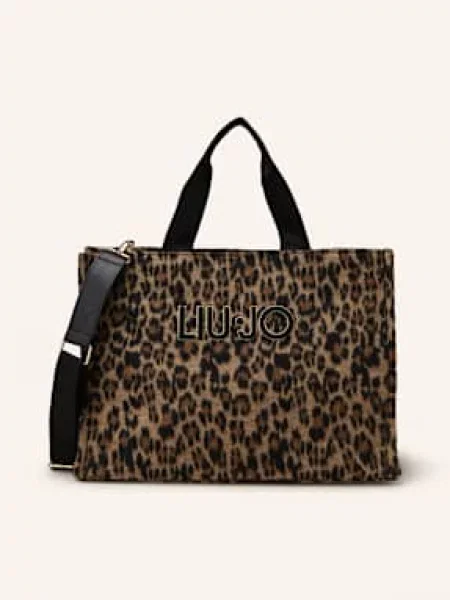 Duża shopperka Liu Jo z kokardką elegancka czarna