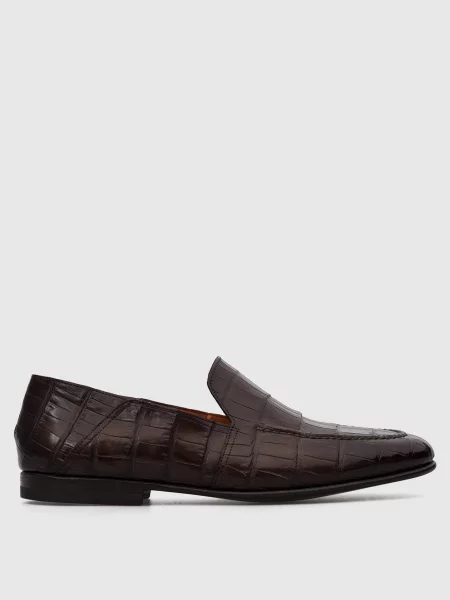 Кожаные лоферы Santoni коричневые
