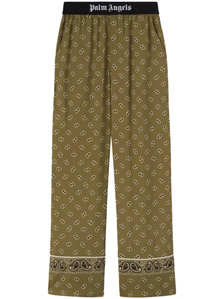 Pantaloni Palm Angels cu imagine cu model paisley verde