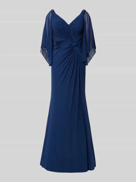 Sukienka wieczorowa z wiązanym detalem Luxuar Fashion granatowa