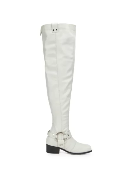 Botine Moschino cu cataramă cu bretele alb