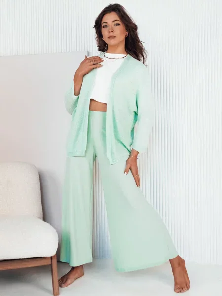 Spodnie wide leg TERENI Dstreet miętowe