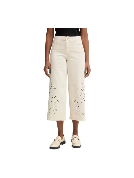 Joseph Ribkoff jeansy wide leg beżowe