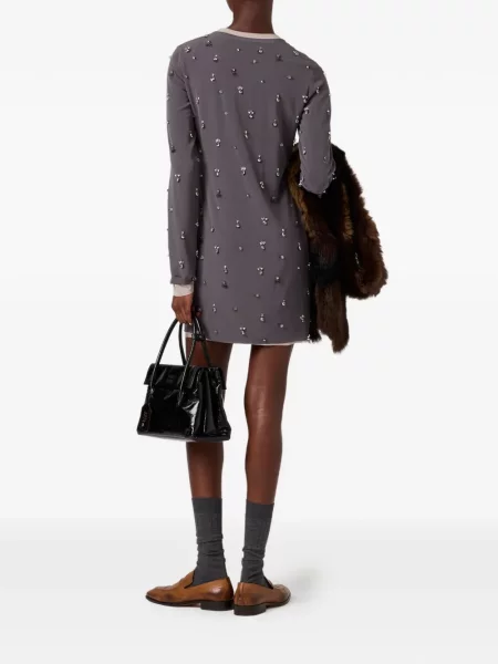 Rochie Miu Miu cu broderie stretch gri