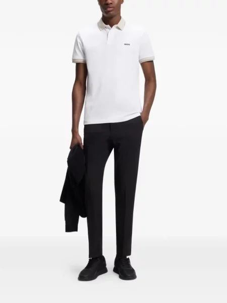 Tricou polo Boss cu imagine alb