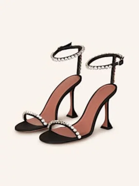 Amina Muaddi Sandály Gigi S Ozdobnými Kamínky černá/ stříbrná černé