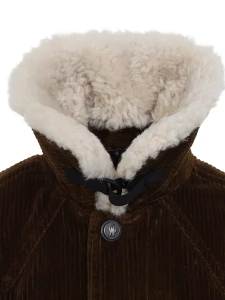 Gulerat geacă Moncler Grenoble de catifea cord maro