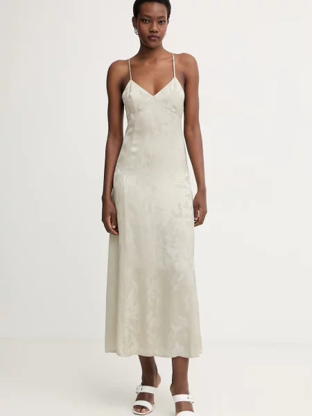 Armani Exchange rochie de vară din vâscoză bej