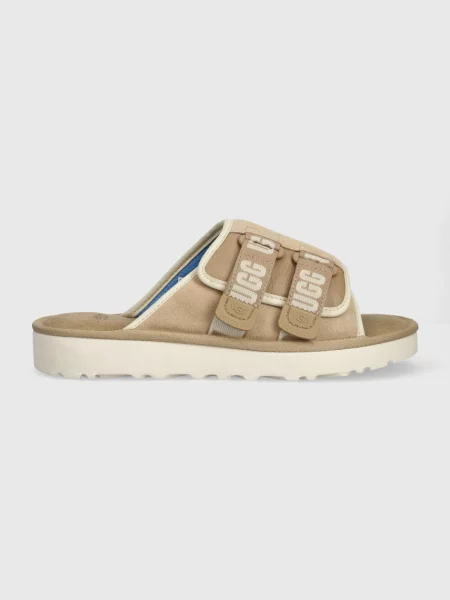 Велурени чехли UGG Goldencoast Strap Slide бежово