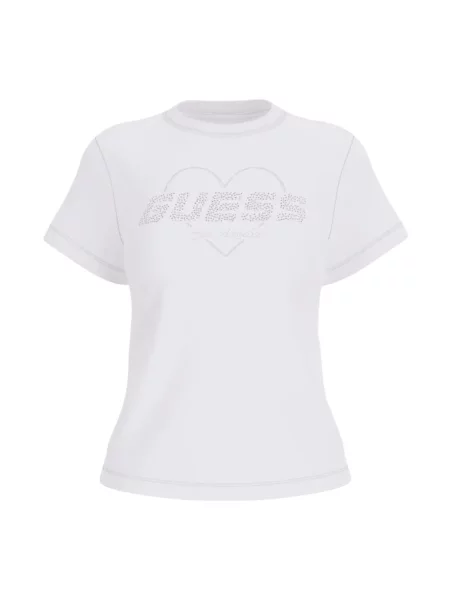 T-shirt z obszyciem kamieniami stras model ‘NARCISO’ Guess Activewear biała